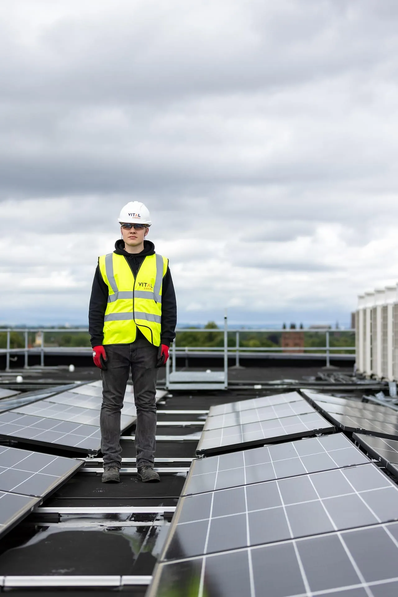 Team working in a solar field